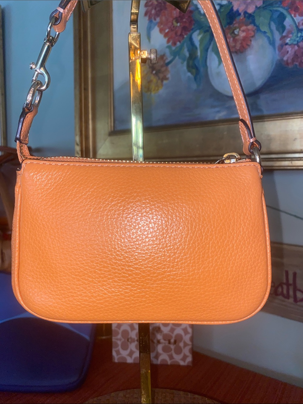 Coach Nolita Pebbled Leather Zip Mini Purse Wristlet Orange #6386 - Picture 5 of 11